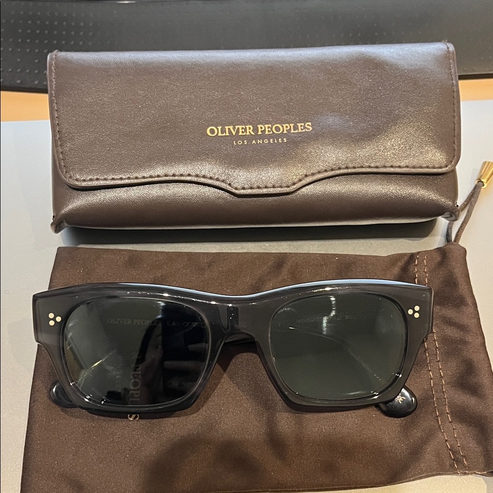 Oliver Peoples Dark Gray Sunglasses with Brown Case